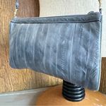Vintage Grey Soft Eel‎ Skin Leather 1980s Crossbody Shoulder Bag Chic Classy Gray Photo 2