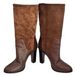 Vince Suede and Snakeskin-Embossed Leather ‘Dalton’ Heeled Boots, Size 8 Photo 5