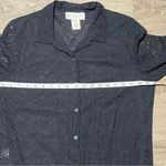 Susan Bristol Black Lace Sheer Top Button Down Shirt VTG 90s Y2K Witchy Size L Photo 3