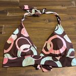 Vintage Funky Retro Pin Up Bikini Top Triangle Pink Brown Halter psychedelic XL Photo 0