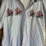 Let's Quizz Again L Striped Denim Shirt Top Blue Size L Photo 0