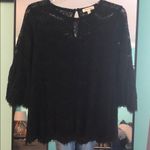 Monteau Black Lace Blouse | Keyhole Back & 3/4 Sleeves | Size XL (Runs Small) Photo 0