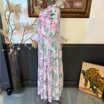 Crown & Ivy  White & Pink Paisley Ruffle V-Neck Puff Sleeve Maxi Dress Sz S 💚🍄 Photo 2