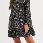 Free People NEW These Dreams Black Floral mini Long Sleeve Dress Size Small Photo 14
