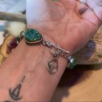 Handmade Titanium Druzy Teal Green Sterling Silver Toggle Bracelet Photo 3