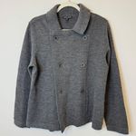 Eileen Fisher  Merino Wool Coat Size Large Double Breasted Jacket Gray Lagenlook Photo 4