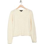 Sanctuary  Pretty Pleats Stripe Crop Sweater Women's Large Cream Long Sleeve Photo 8