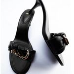 ZARA NEW  Chain Trim Heeled Sandals BLOGGERS FAVE BLACK GOLD COMFORT EU 41 US 10 Photo 1