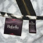 Rafaella  black and white print partial zip front cotton 3/4 sleeved top Photo 6