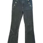 Ann Taylor  Women Black Wash High Waist Wide Leg Sailor Jeans Button Detail Comfy Photo 1