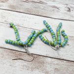 Vintage Earrings For Pierced Ears Light Blue & Green Beaded Dangle Photo 4