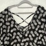 No Boundaries CoverUp Womens L Black & White Pineapple Sheer top Swim Coverup‎ no tag PTP 24" Photo 5