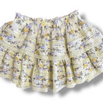 Aerie  Yellow Floral Tiered Ruffle Mini‎ Skirt Large Boho Cottagecore Lace Trim Photo 0