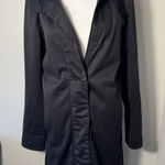 Athleta  Long Black Rain Coat Magnetic Buttons Outdoors Athletic Photo 0
