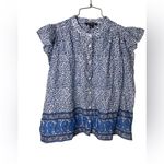 J.Crew  Flutter-sleeve button-up shirt in bandana block print Blue Small Photo 2