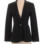 Norma Kamali  Black White Pin-Stripe 2-Button Notch Collar Blazer Jacket 6 = S Photo 0