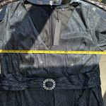 Symphony Shimmer Belted Asymmetrical Flare Hem V-neck Dress Black/Silver Size 2X Photo 8