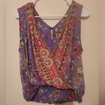 Free People XS Havana Purple Pink Green Boho Mesh Sleeveless Floral Blouse Top Photo 1