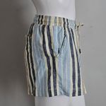 Natural Reflections  Blue & Beige Striped Linen Blend Pull On Shorts Size Small Photo 2