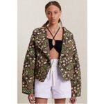 ALC Frank A.L.C. Emory Jacket Quilted Wide Lapels Long Sleeves Printed Brown Green NWT S Photo 3