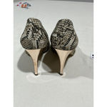 Nine West Womans  7.5 M Brown Beige Snakeskin Pumps Gold High Heel Photo 5