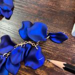 Satin Blue Petals Dangle Earrings NWT 4.5" Photo 4