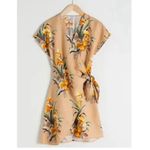 & Other Stories & OTHER STORIES Linen Blend Wrap Mini Dress Tropical Flower Print Size 2 Photo 2