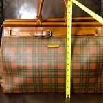 Ralph Lauren Tartan Plaid Brown Green Plaid Doctor's Bag Boston Weekend Suitcase Photo 9