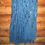 Mac Duggal  20528 Womens Blue One Shoulder Cape Sleeve Embellished Gown Photo 9
