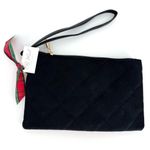 Stylish Black Quilted Wristlet with Plaid Gift Ribbon NWT Photo 0