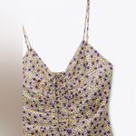 ZARA  Yellow Floral Draped Satin Effect Mini Dress Size L NWT New With Tags Photo 5