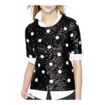 J.Crew Sequin Polka‎ Dot Top Short Sleeve Black White Party Women Size Small Photo 11