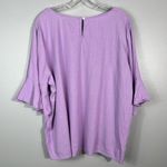 Cynthia Rowley  Linen Blend Lilac Pastel Purple Ruffle Sleeve Blouse Top 1X Plus Photo 6