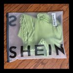 SheIn satin lime green pull-up ribbed shorts- size petite Medium. Bag included Photo 6
