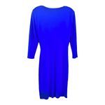 Ralph Lauren Lauren Faux Wrap Dress Electric Blue Rouched Side V Neck Size 10P Photo 1
