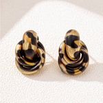 Leopard Gold and Black Knot Earrings Photo 1