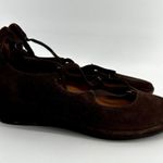 L'Amour des Pieds Benham Ballerina Flats Strappy Suede Leather Brown 7.5M Size 7.5 Photo 3