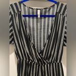 Xhilaration Black & White Vertical Striped Short-Sleeve Romper - XS Photo 5