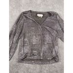 Anthropologie Shimmer Surplice Wrap Top Xs Pleated V-Neck Long Sleeve Dressy Photo 4
