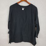 VTG Sophie Finzi Top Womens S Black Silk Linen Blend Lagenlook Tunic Shirt Photo 10