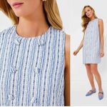 Pomander Place Bianca Tweed Mini Dress Size S NWT Blue Cream Lined Sleeveless White Photo 12