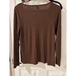 Old Navy  Luxe‎ Ribbed V-Neck Long Sleeve Top Brown Basic Tee XS Photo 2
