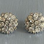Trifari Gorgeous Crown Sparkly Rhinestone Cluster Clip On Earrings Photo 3