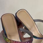 By Far Tanya multicolor rainbow iridescent crystal heeled mule sandal 37/7 Green Size 6 Photo 3