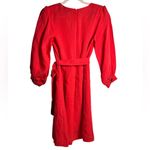 Lulus ‎ Red Long Sleeve Mini Dress XS V-Neck Button Front Bow Cocktail Party Photo 4
