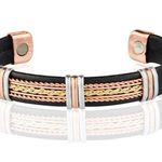 Solid Copper Leatherette Magnetic Bracelet Arthritis Pain Therapy Cuff Bangle Photo 0