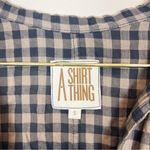 A Shirt Thing Penelope Ruffle Collar Checkered‎ Popover Blouse Size Small Blue Photo 3