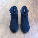 Arizona Jeans Arizona • faux shearling ankle booties black suede fur harness short low Y2K Photo 2
