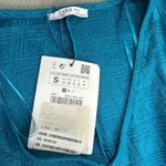 ZARA NWT  Maxi Dress S Women Aqua Geometric Print Button Front V Neck Flare Sleve Photo 2