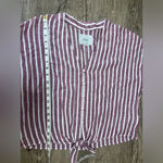 Rails  Thea Milos Stripe Red White Linen Tie‎ Front Button Down Top Sz S Photo 4